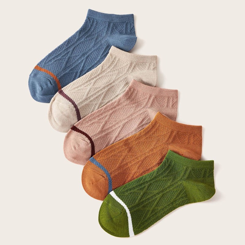 

5pairs Simple Ankle Socks, Multicolor
