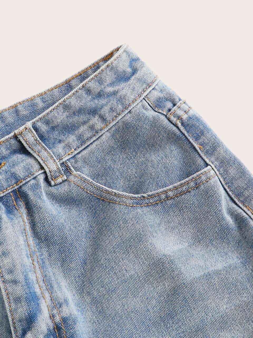 Rolled High-Rise Denim Shorts