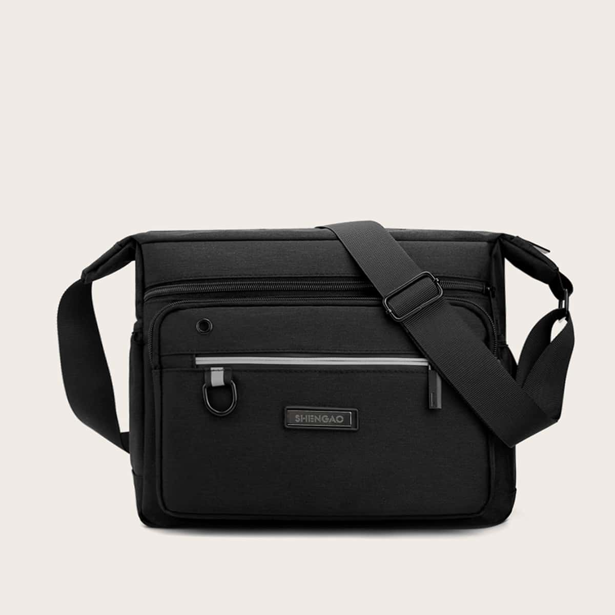 

Guys Ring Charm Zip Front Crossbody Bag, Black