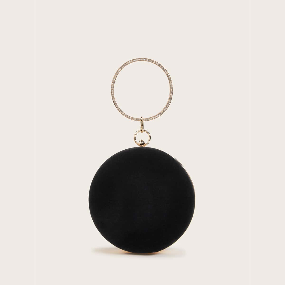 

Mini Rhinestone Decor Ring Clutch Bag, Black