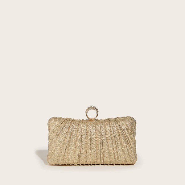 

Rhinestone Decor Clutch Bag, Khaki