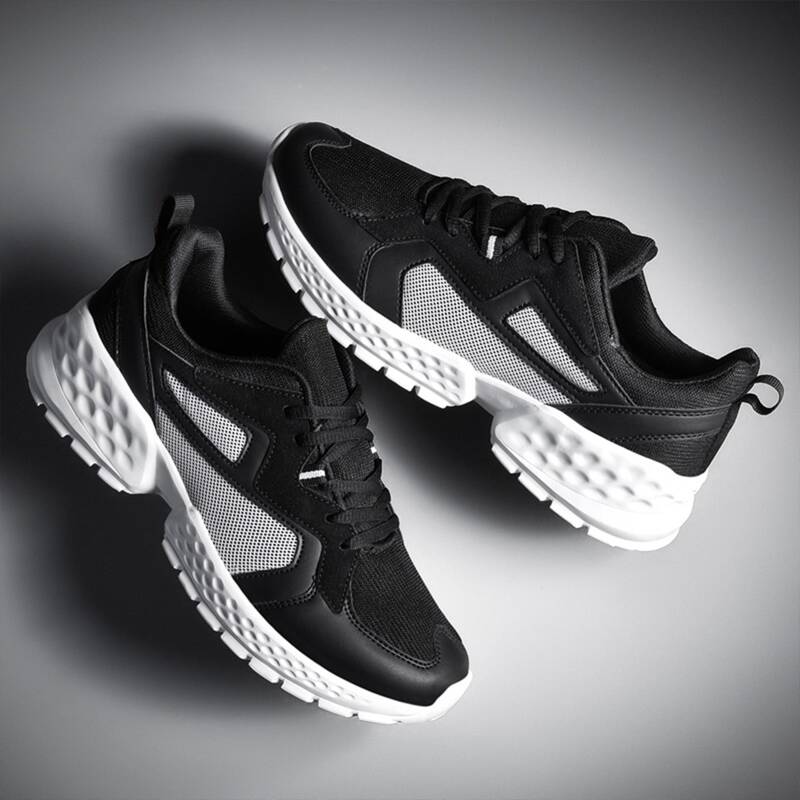 

Guys Lace-up Front Mesh Panel Sneakers, Black