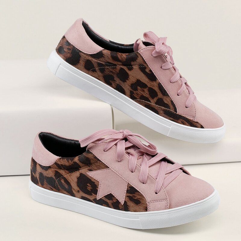

Colorblock Leopard Lace Front Trainer Sneakers, Multicolor