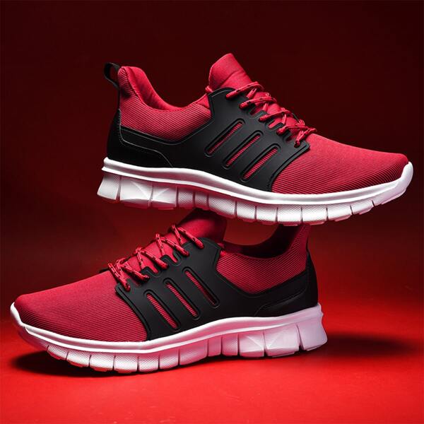 

Men Lace-up Front Wide Fit Sneakers, Red