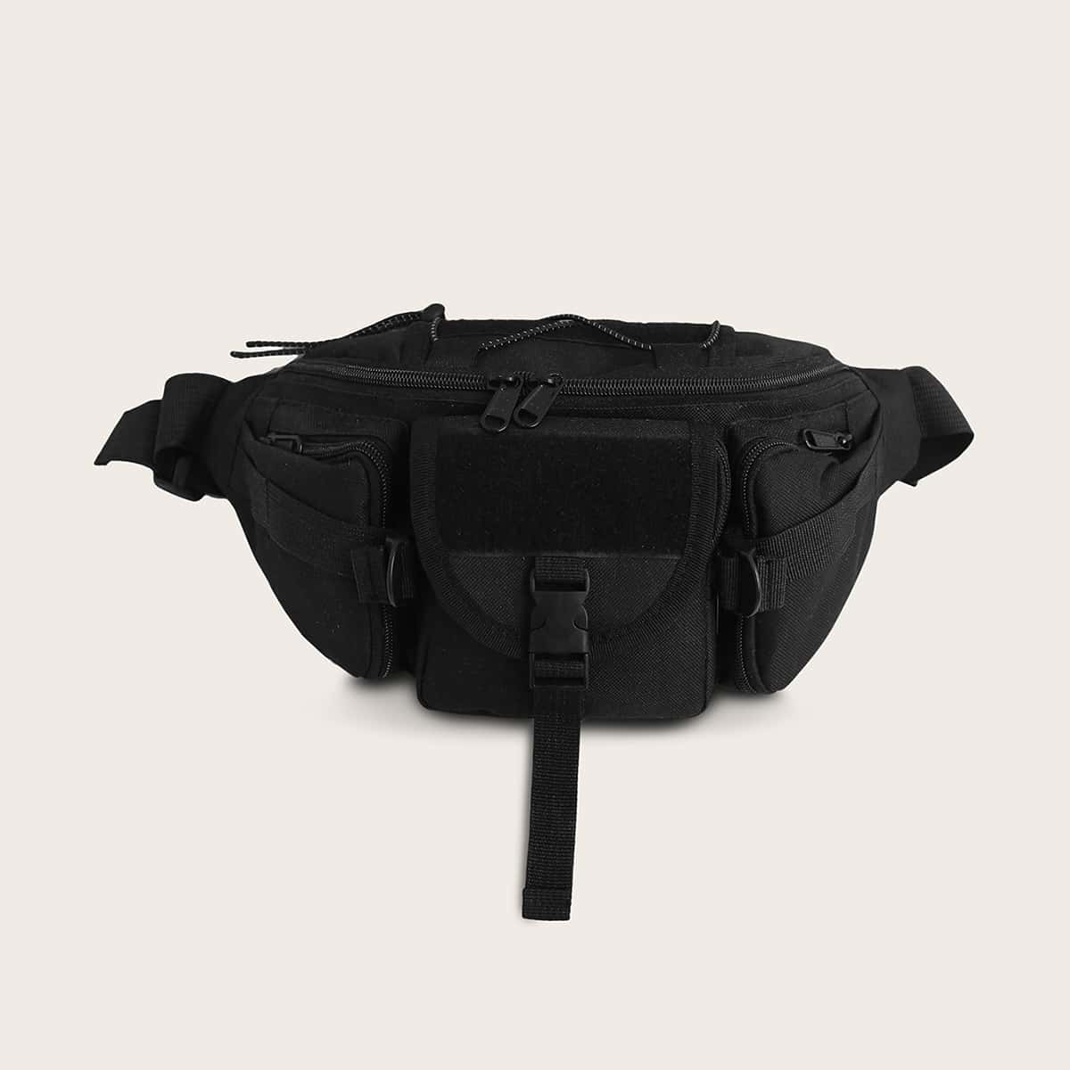 

Triple Pocket Front Fanny Pack, Black