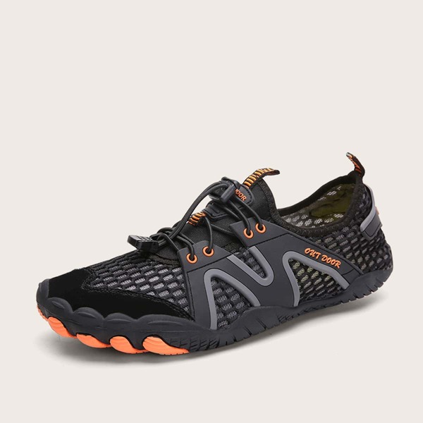 

Men Lace-up Front Mesh Trainers, Black