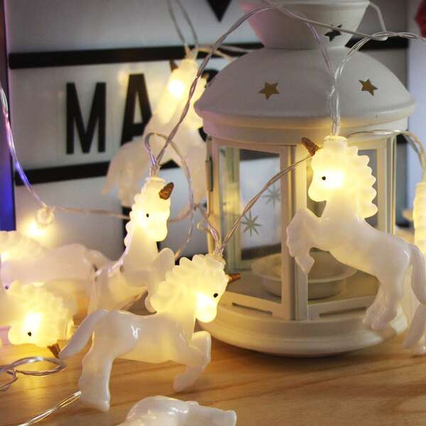 

Декоративная лампочная гирлянда в форме единорога 20шт ламп, Жёлтые