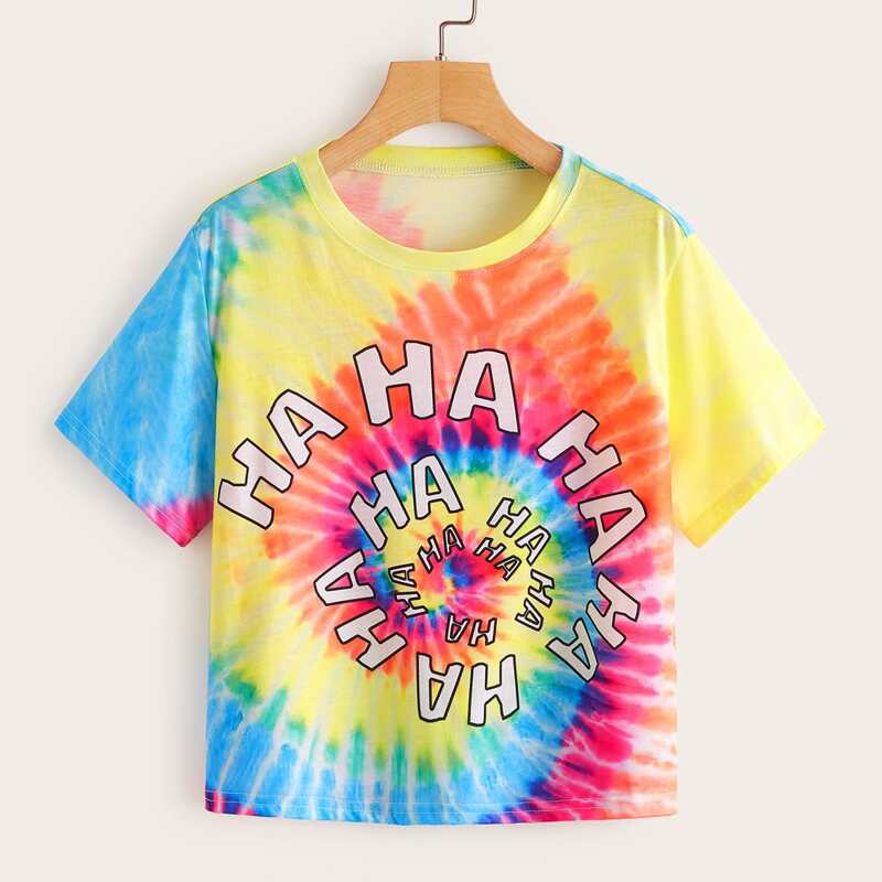 

Letter Graphic Tie Dye Tee, Multicolor