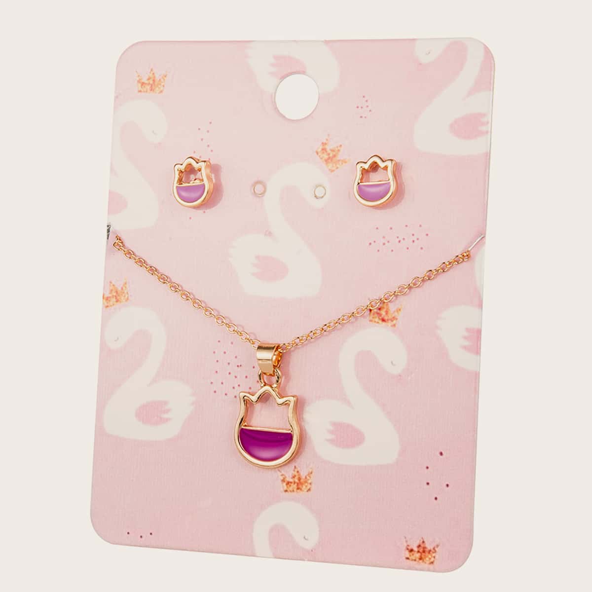 

3pcs Floral Charm Necklace & Earrings