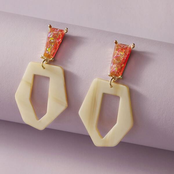 

1pair Color Block Drop Earrings, Multicolor
