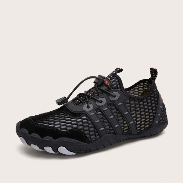 

Men Lace-up Front Mesh Trainers, Black