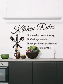 Slogan Graphic Kitchen Wall Sticker - Black - View 1