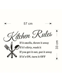 Slogan Graphic Kitchen Wall Sticker - Black - View 4