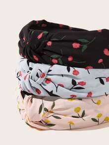 3pcs Ditsy Floral Pattern Hair Hoop - Multicolor - View 3
