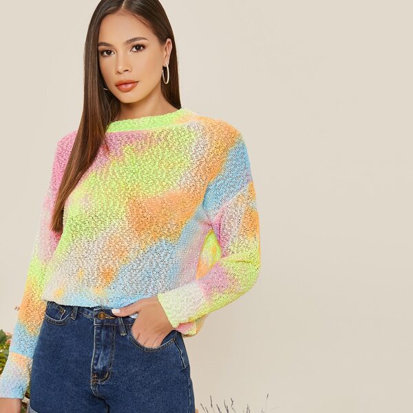 

Tie Dye Long Sleeve Knit Sweater, Multicolor