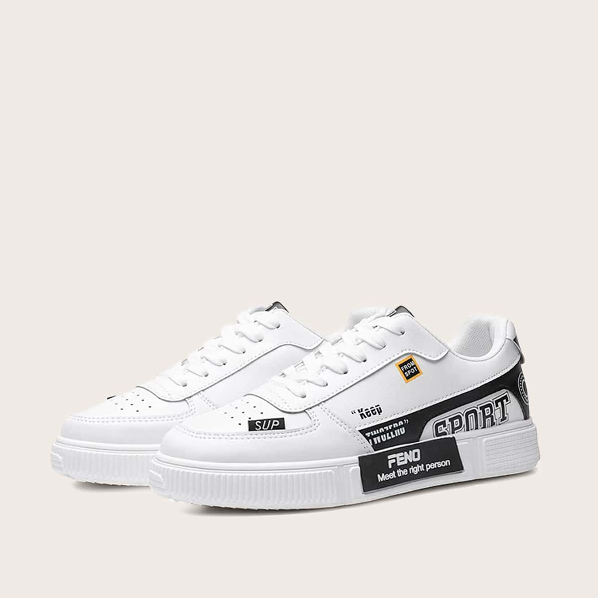 

Guys Lace-up Front Letter Graphic Sneakers, White