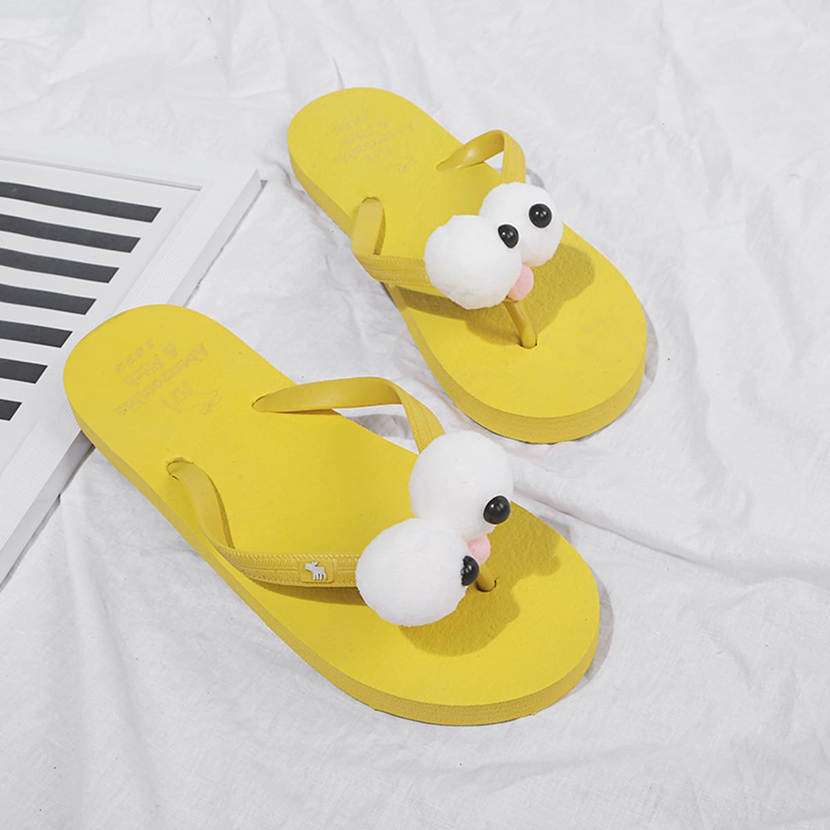 

Cartoon Graphic Wide Fit Flip Flops, Yellow
