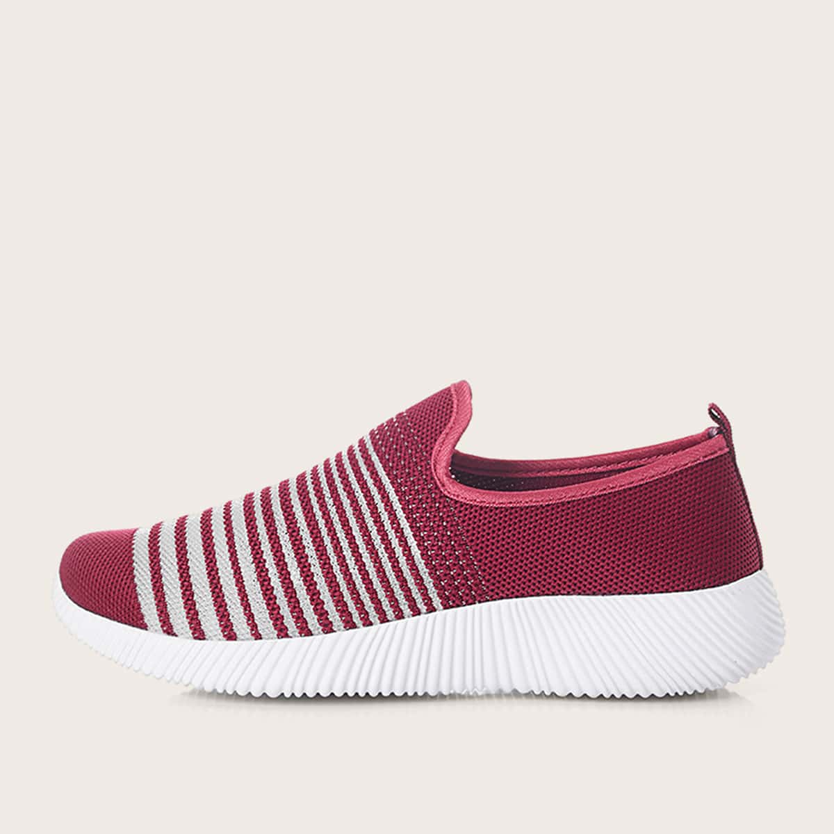 

Striped Slip On Sneakers, Red