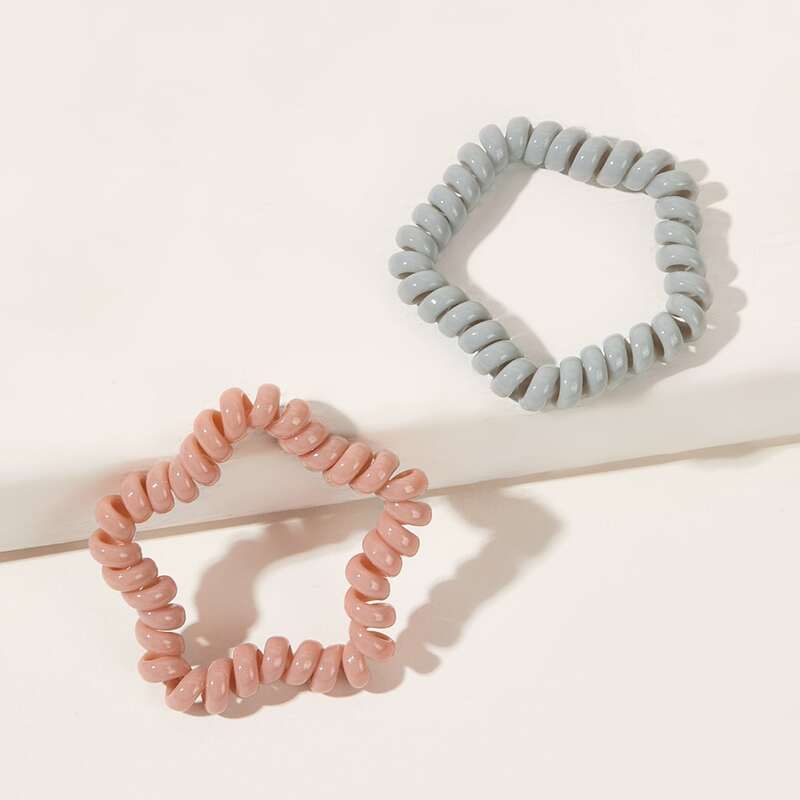

2pcs Star Shaped Coil Hair Ties, Multicolor