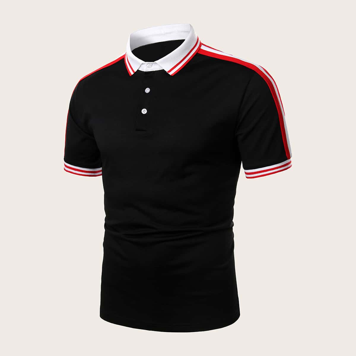 

Guys Stripe Tape Side Polo Shirt, Black