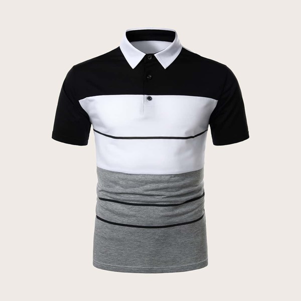 

Men Cut And Sew Polo Shirt, Multicolor