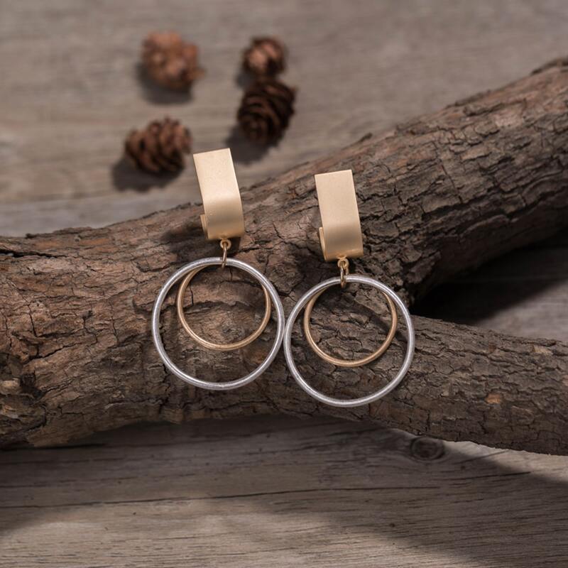 

1pair Hollow Out Round Drop Earrings, Multicolor