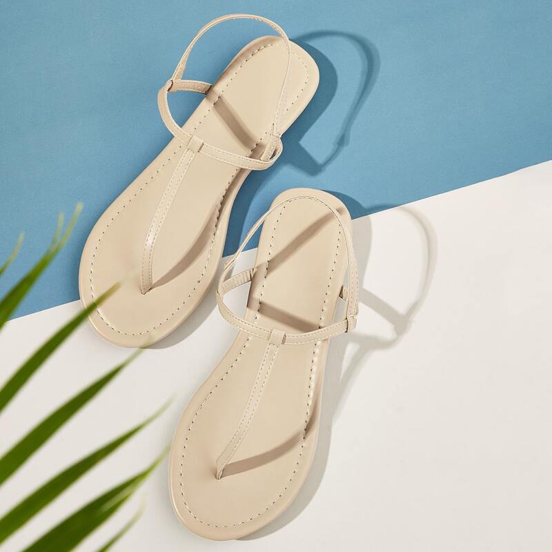 

Toe Post Thong Sandals, Beige