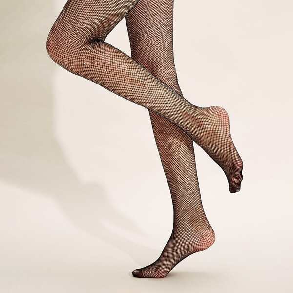 

Сетчатые колготки со стразами 1 пара, Чёрный