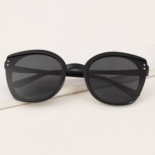 

Rivet Decor Acrylic Frame Sunglasses, Black