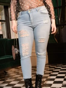 Jeans rotos ajustados-grande - Lavado ligero - Ver 5