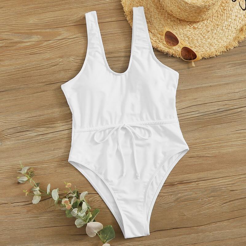 

Knot Front One Piece Swimsuit, White
