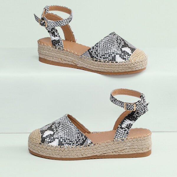 

Snakeskin Closed Toe Flatform Espadrille Flats, Multicolor