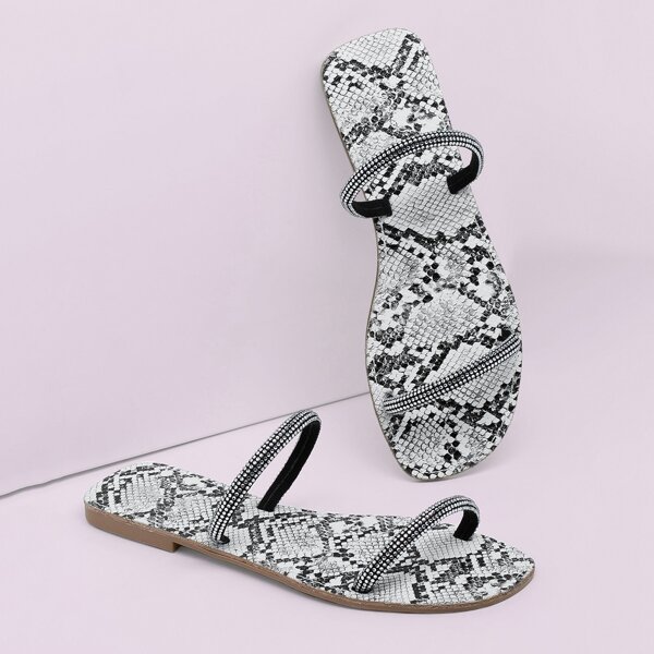 

Diamante Embellished Two Straps Snake Sole Sandals, Multicolor