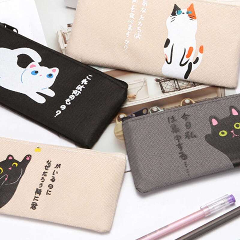 

1pc Random Cartoon Cat Print Pencil Case