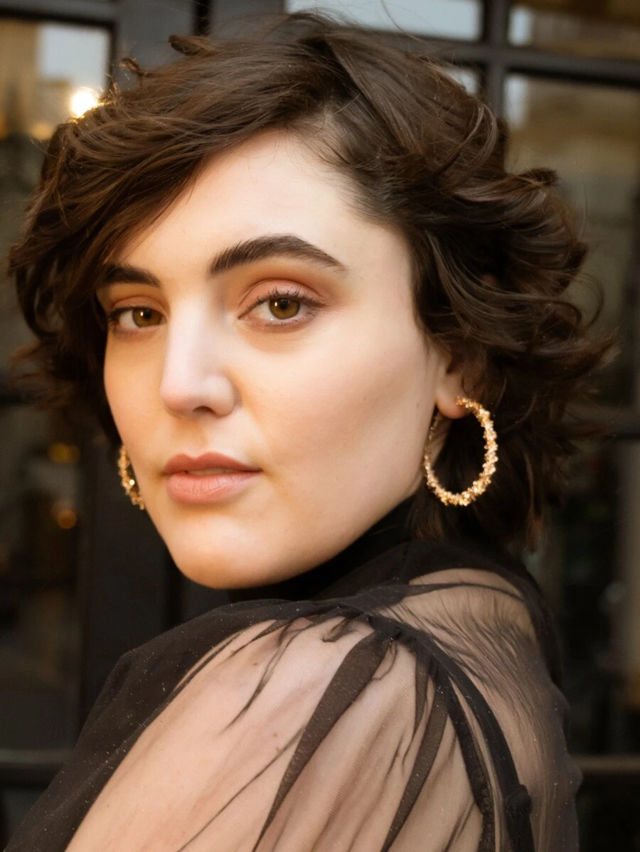 Pendientes de aro redondo con textura 1 par - Amarillo Oro - Ver 1