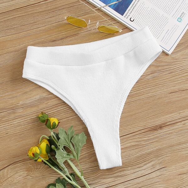 

Rib High Waisted Bikini Panty, White