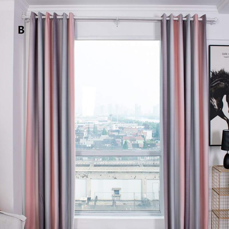 

1pc Striped Pattern Eyelet Curtain, Multicolor