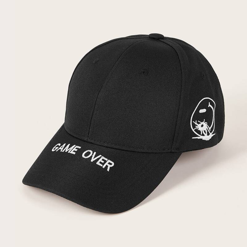 

Letter Embroidered Baseball Cap, Black