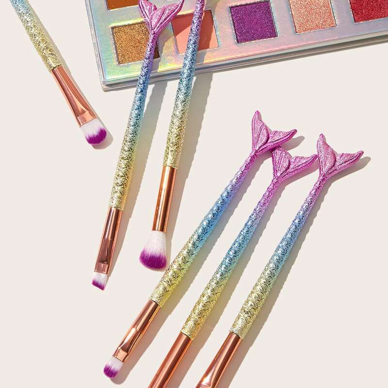 

6pcs Fishtail Handle Eye Makeup Brush Set, Multicolor