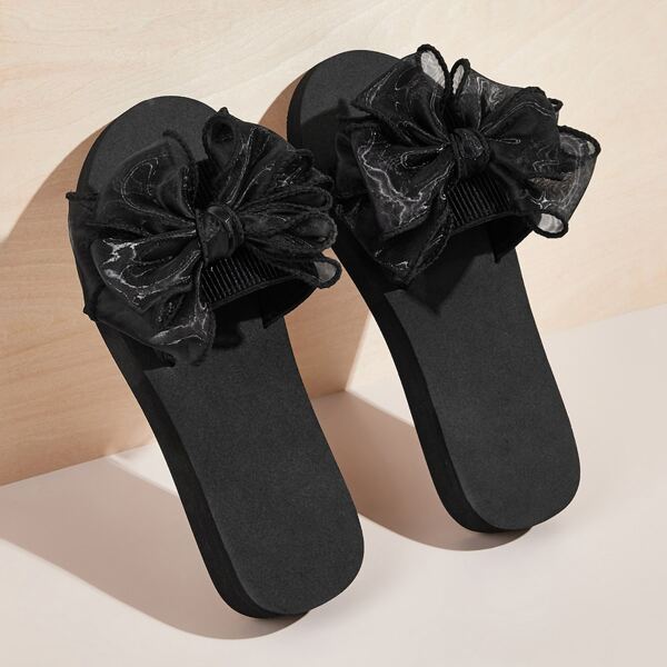 

Mesh Bow Decor Sliders, Black