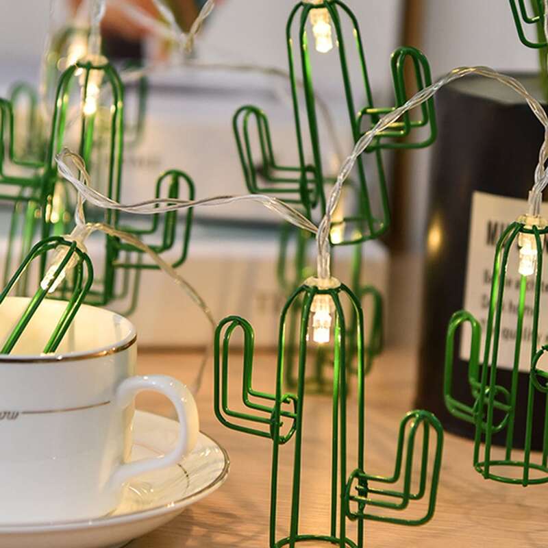 

20pcs Cactus Shaped Decorative String Light, Yellow