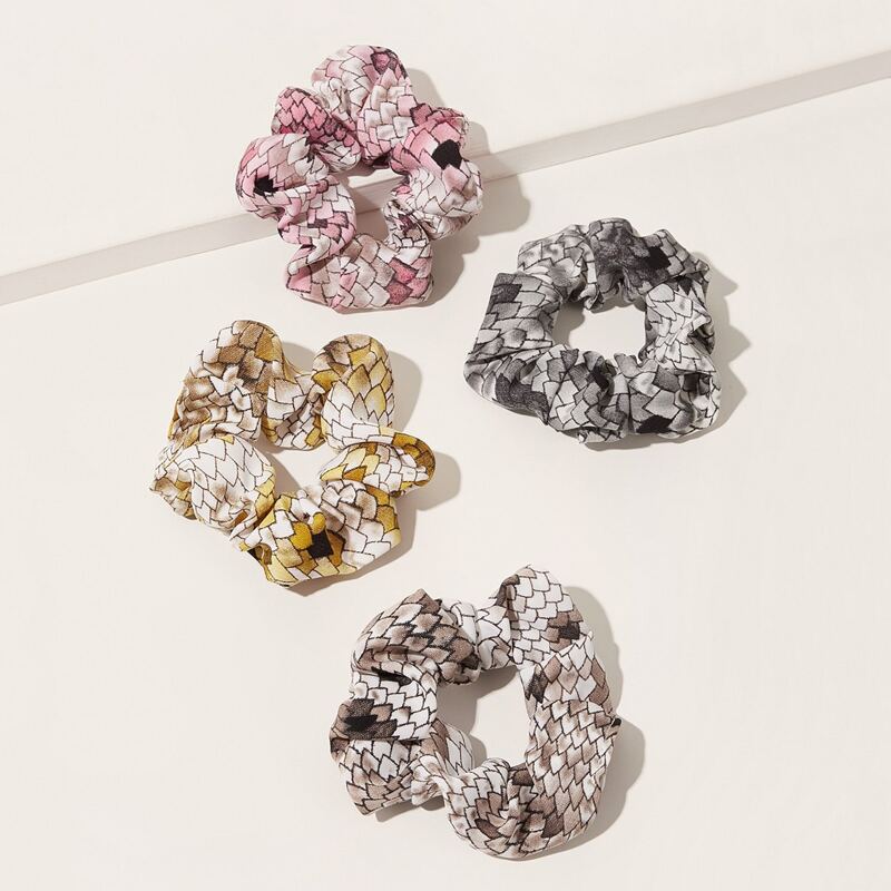

4pcs Snakeskin Pattern Scrunchie, Multicolor