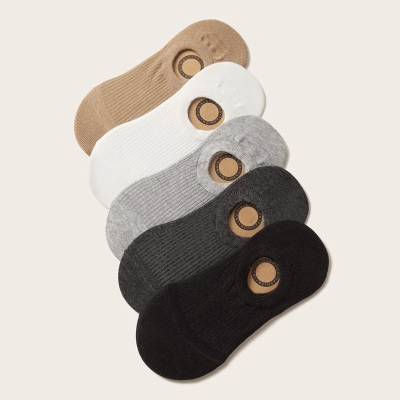

5pairs Ribbed Invisible Socks, Multicolor