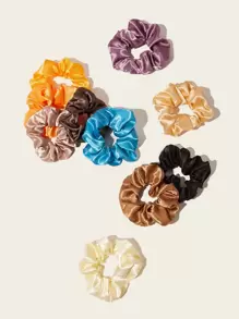 1pc/3pcs/60pcs Colorful Faux Silk Hair Scrunchies Set Hair Tie - Multicolor - View 3