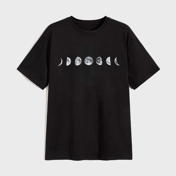 

Men Moon Print Tee, Black