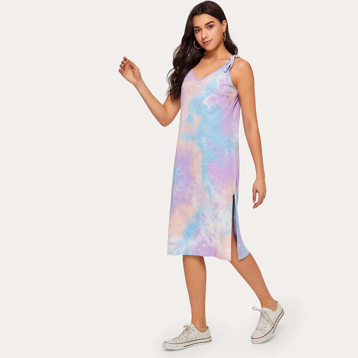 

Tie Dye Split Side Cami Dress, Multicolor