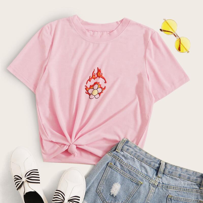 

Fire Flower Graphic Pink Tee
