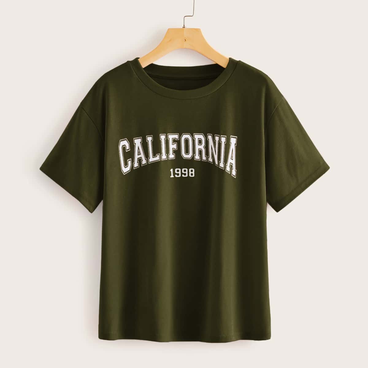 

Letter Print Army Green Tee