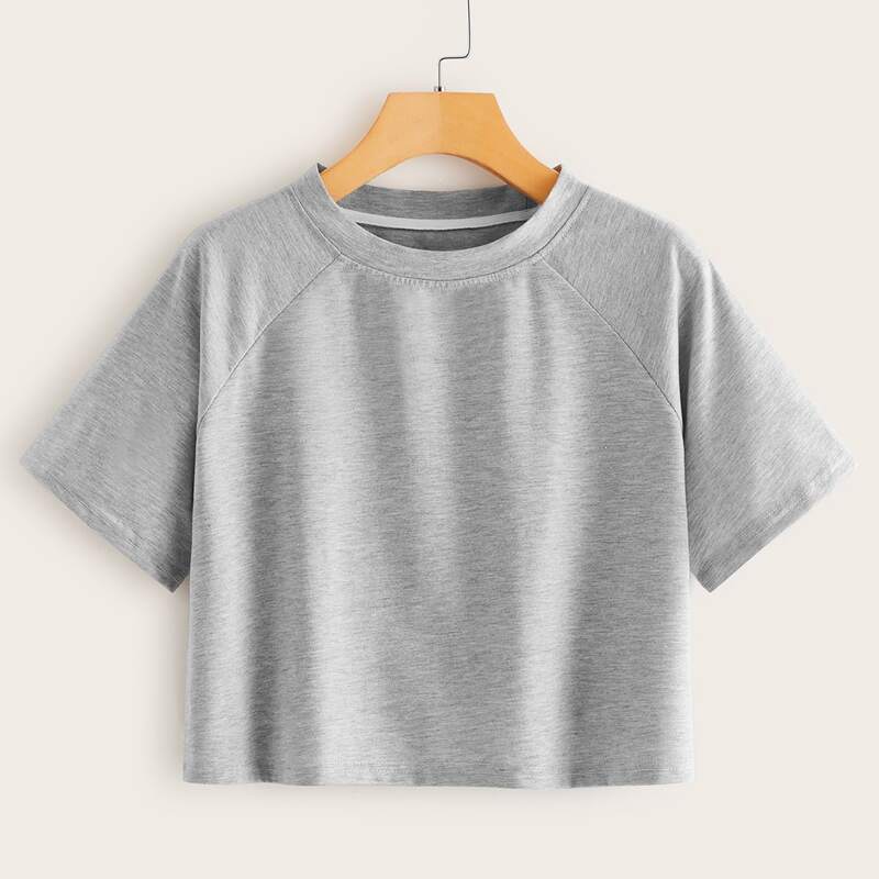 

Raglan Sleeve Crop Tee, Grey