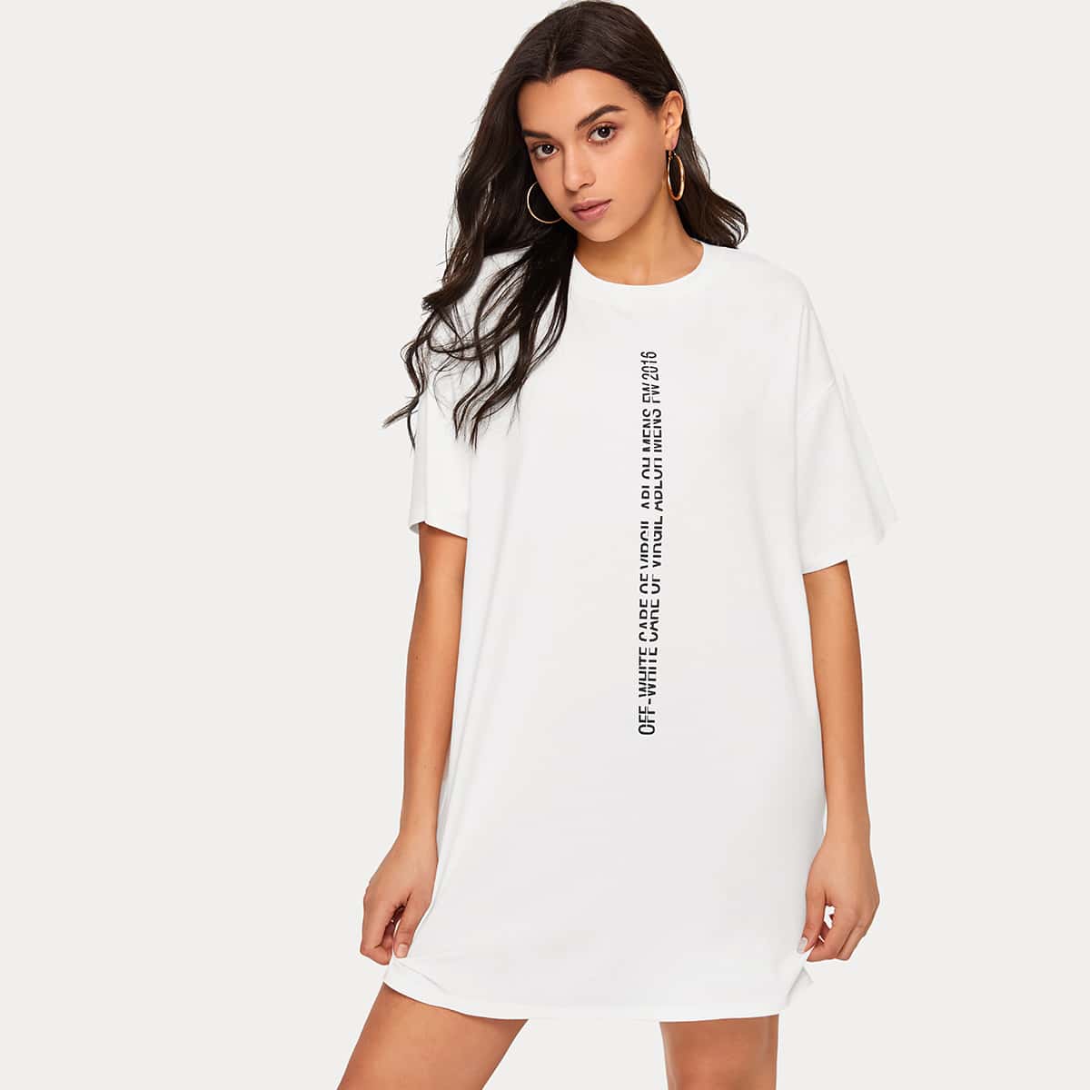

Letter Graphic Tee Dress, White